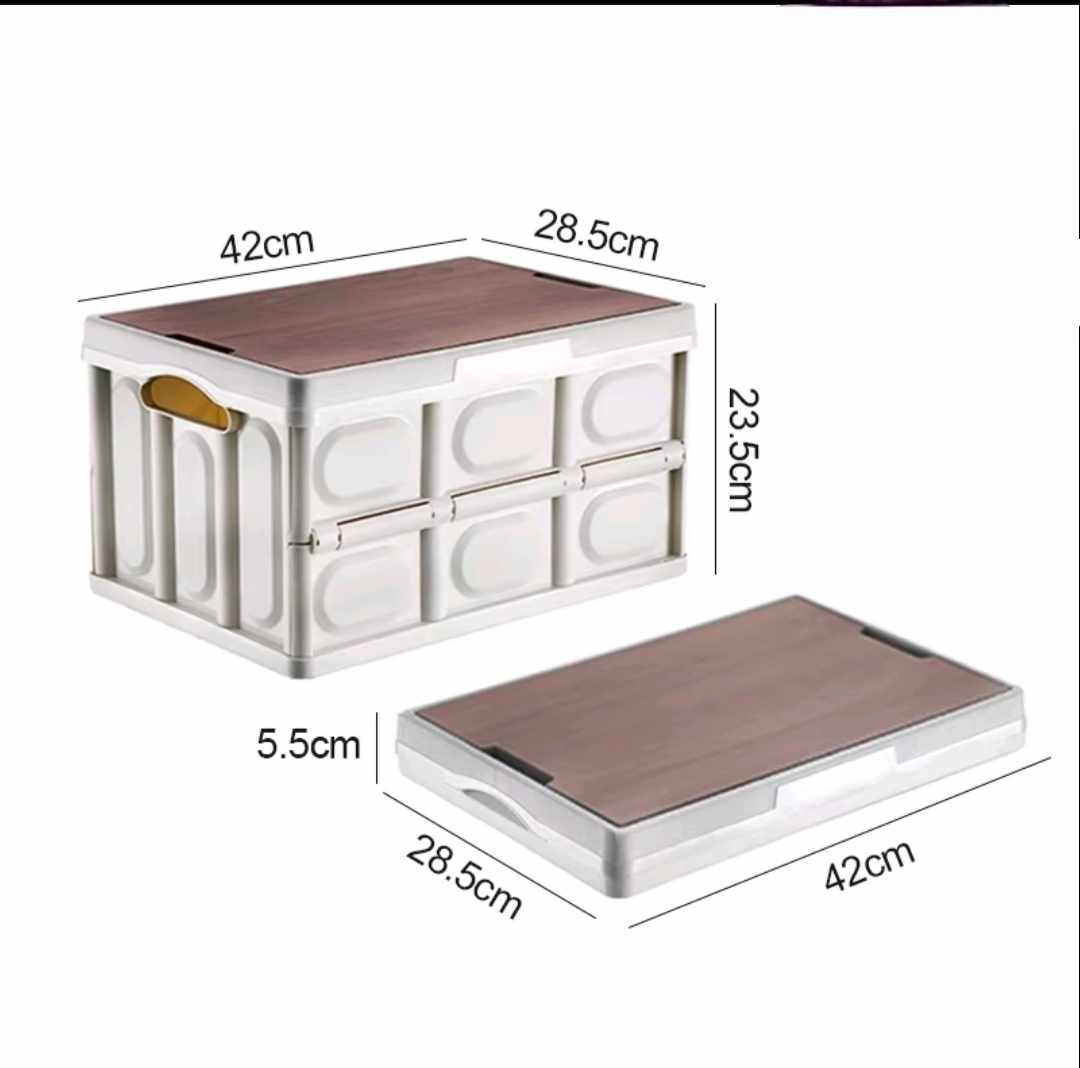 Foldable Storage Box with Wooden Lid – 30L & 55L