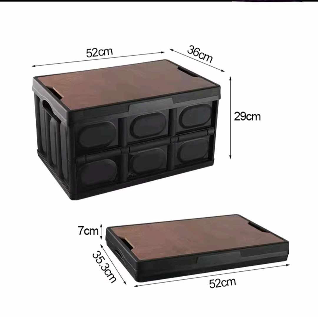Foldable Storage Box with Wooden Lid – 30L & 55L