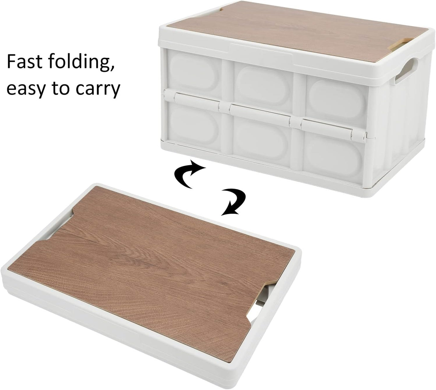 Foldable Storage Box with Wooden Lid – 30L & 55L