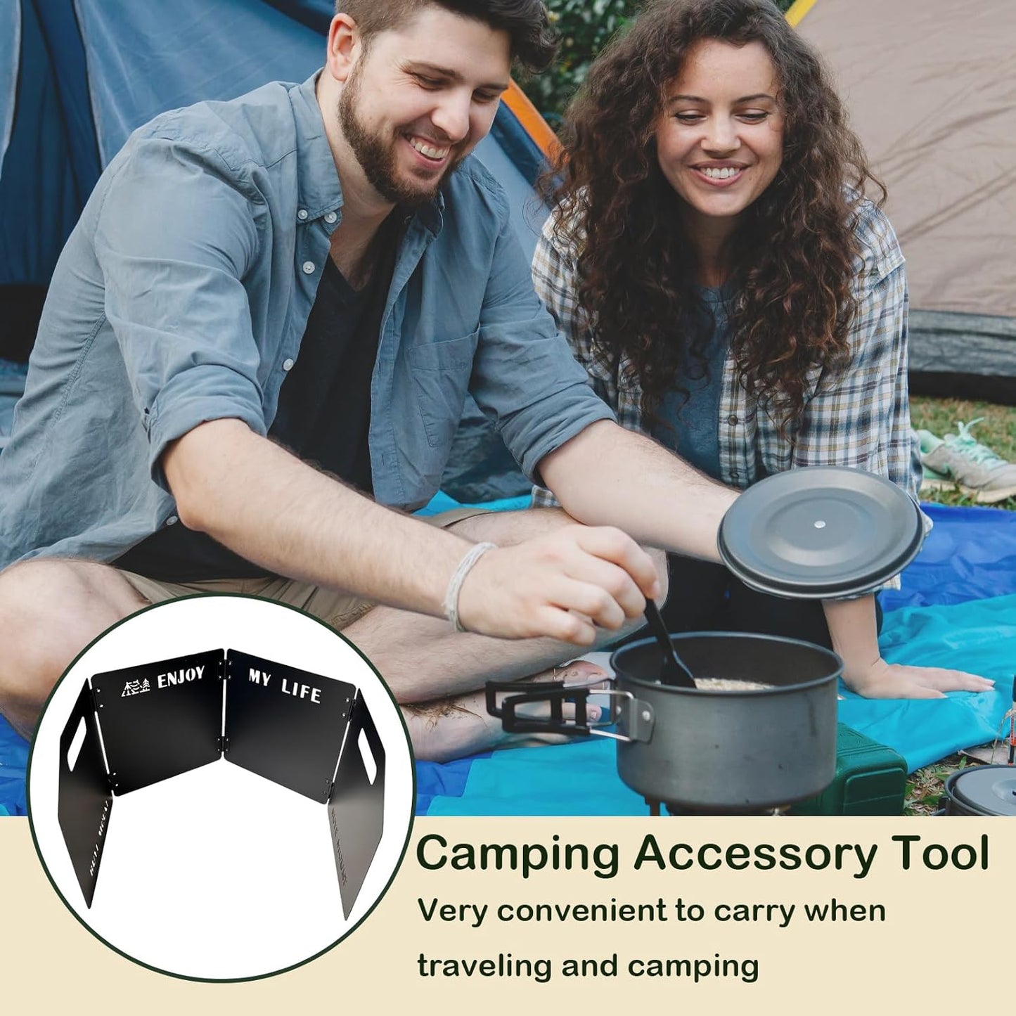Heavy Duty Camping Wind Shield – 4-Plate Carbon Steel Panel