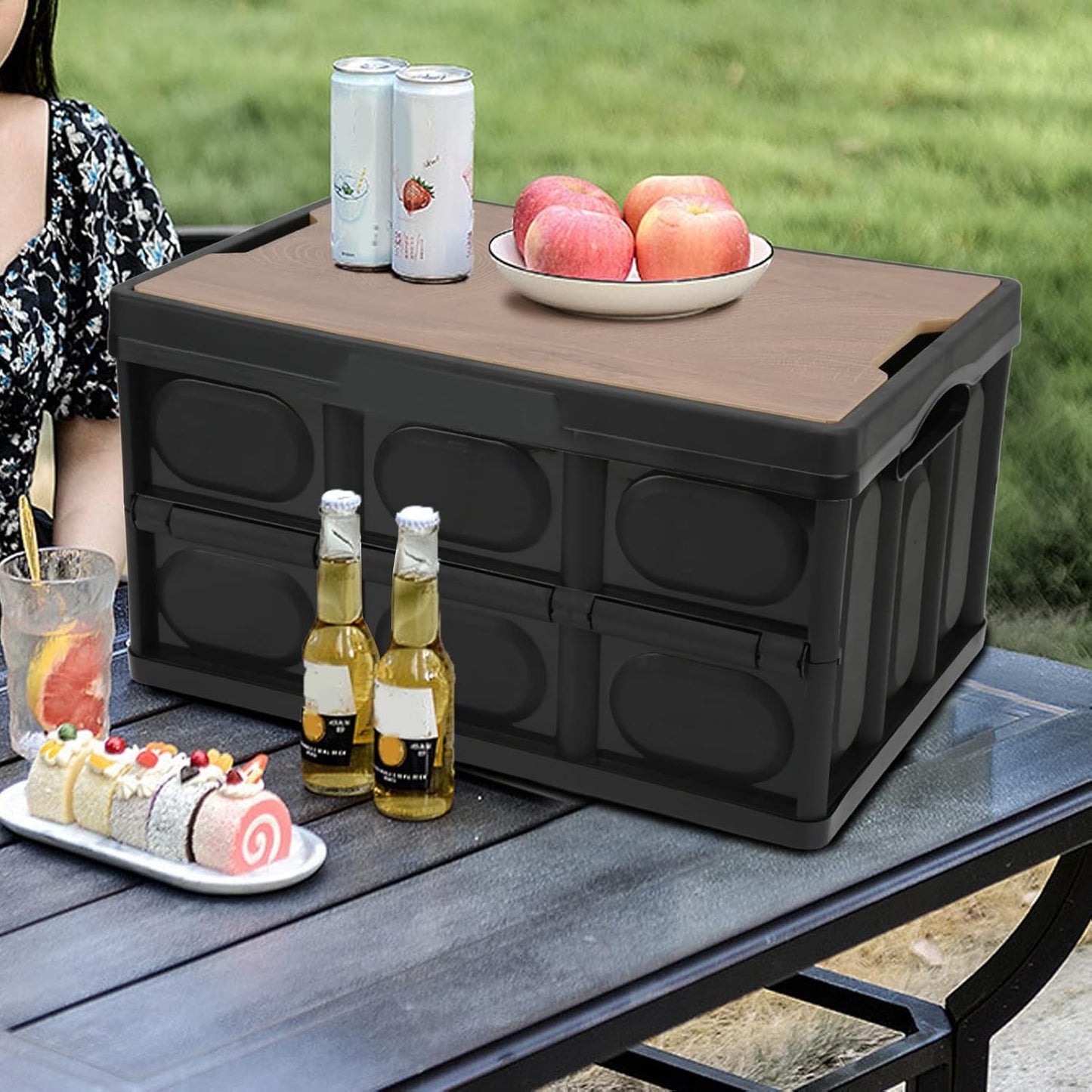 Foldable Storage Box with Wooden Lid – 30L & 55L