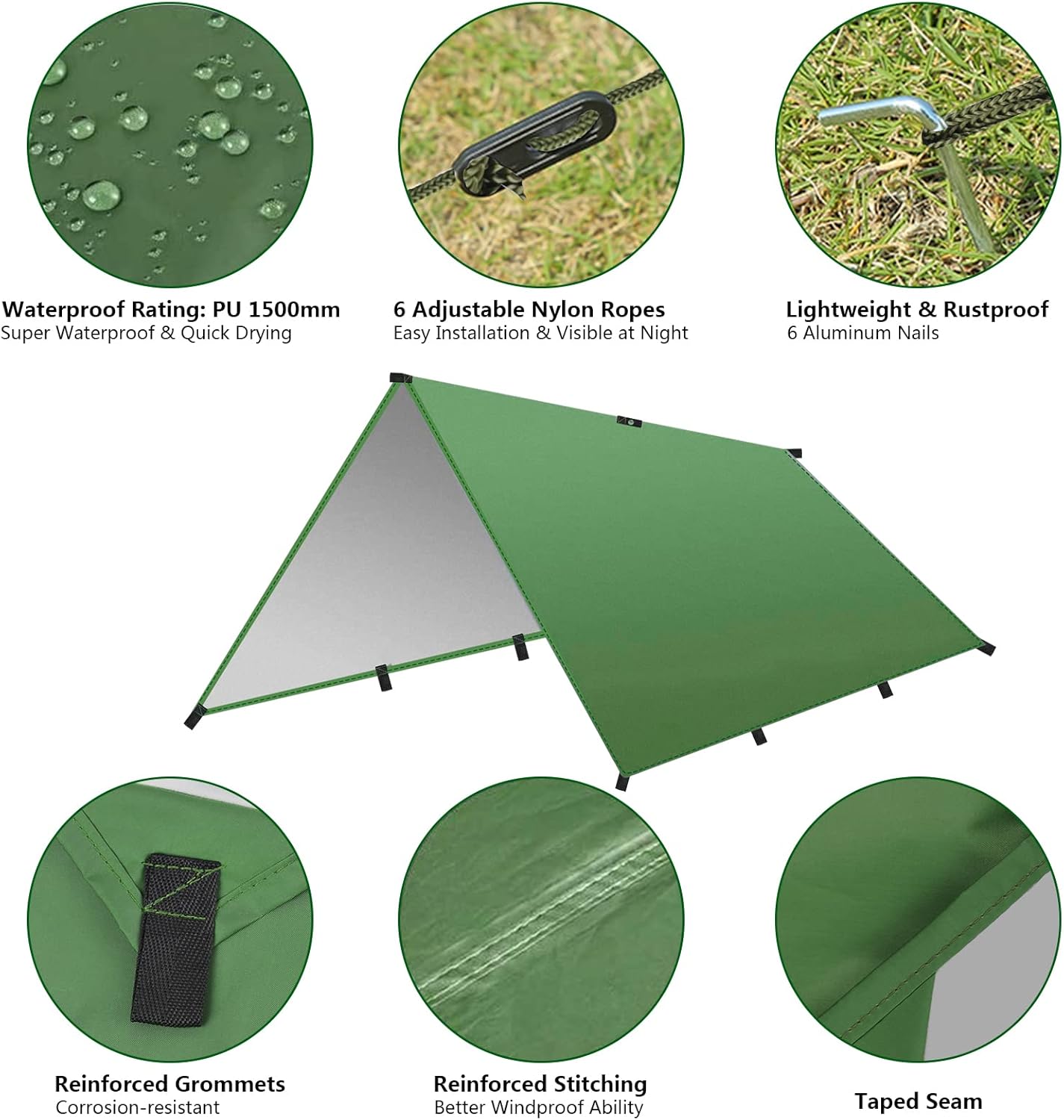 Waterproof Camping Tarp 3×3m – Lightweight All-Weather Shelter