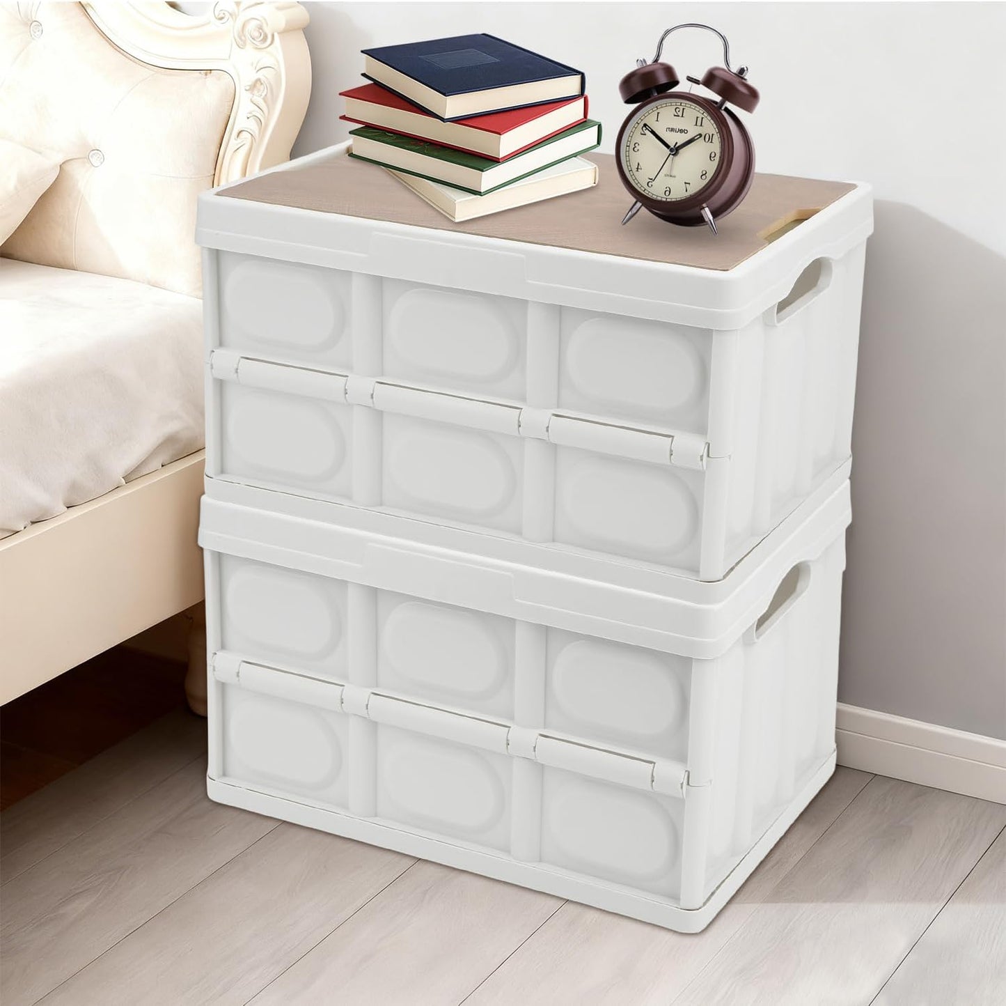 Foldable Storage Box with Wooden Lid – 30L & 55L