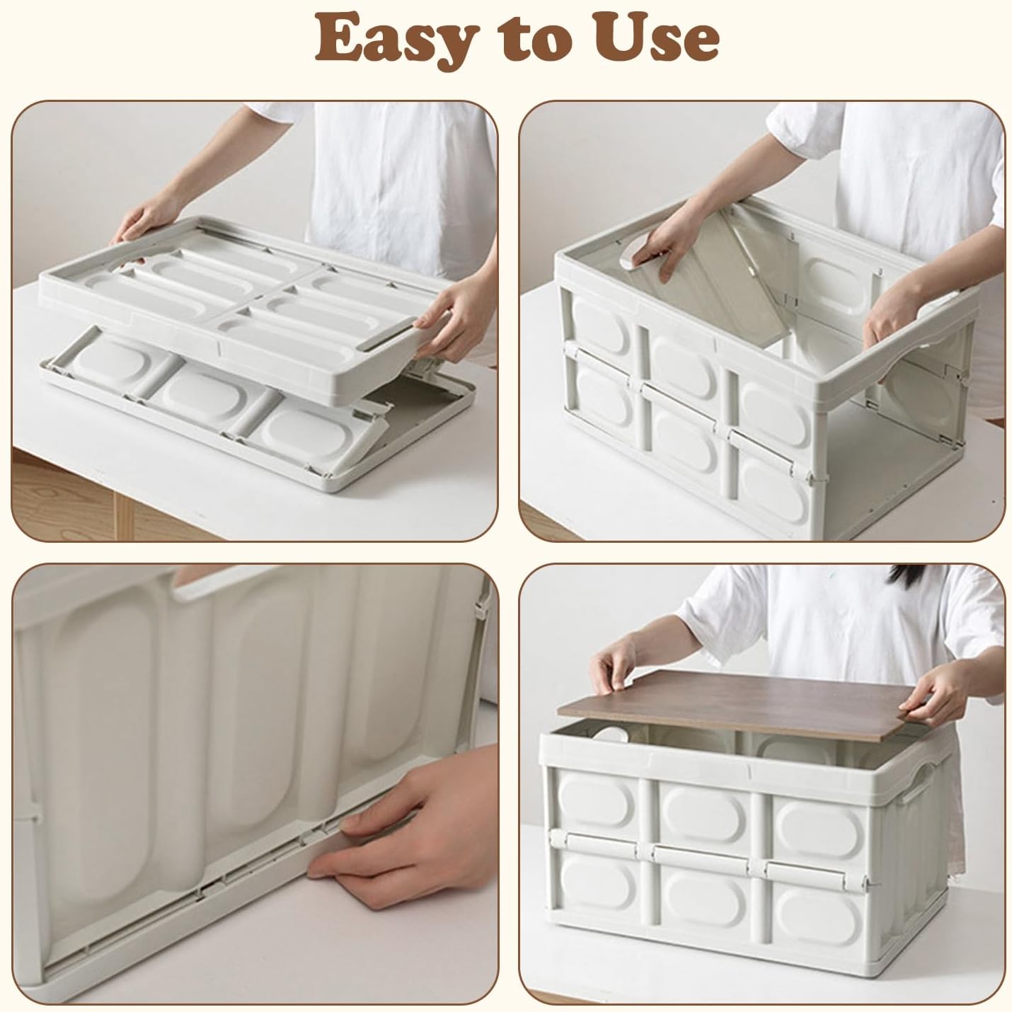 Foldable Storage Box with Wooden Lid – 30L & 55L
