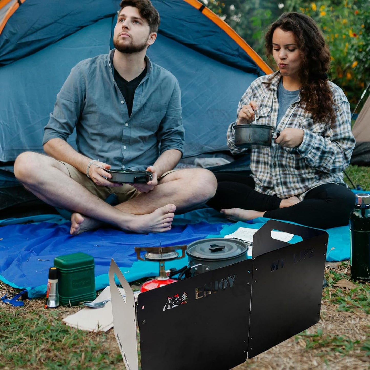 Heavy Duty Camping Wind Shield – 4-Plate Carbon Steel Panel