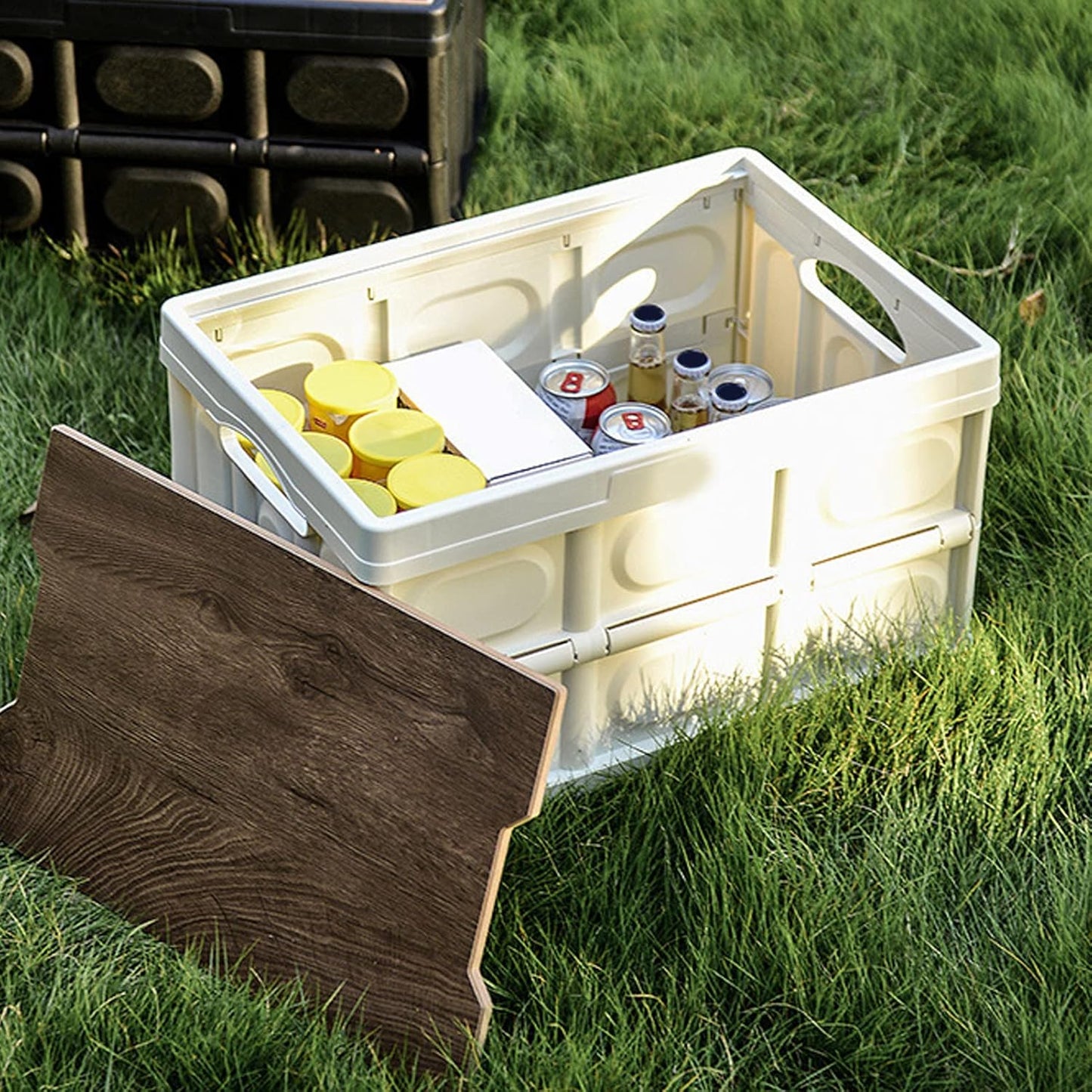 Foldable Storage Box with Wooden Lid – 30L & 55L