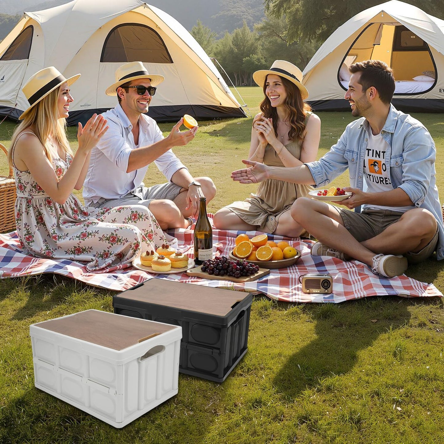 Foldable Storage Box with Wooden Lid – 30L & 55L