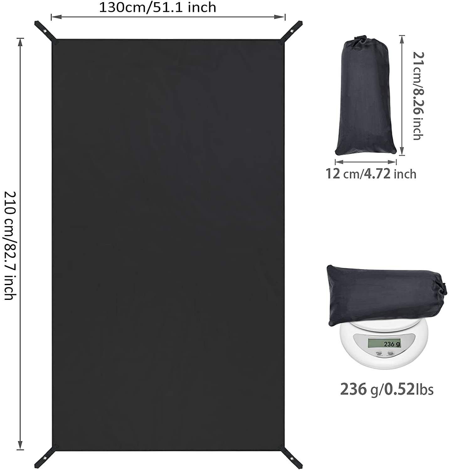 Durable Outdoor Ground Sheet – 210 × 145 cm