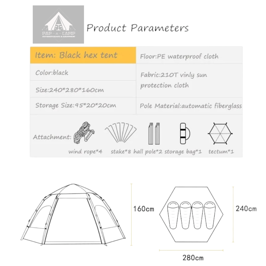 HEXAGON AUTOMATIC TENT – FAST SETUP