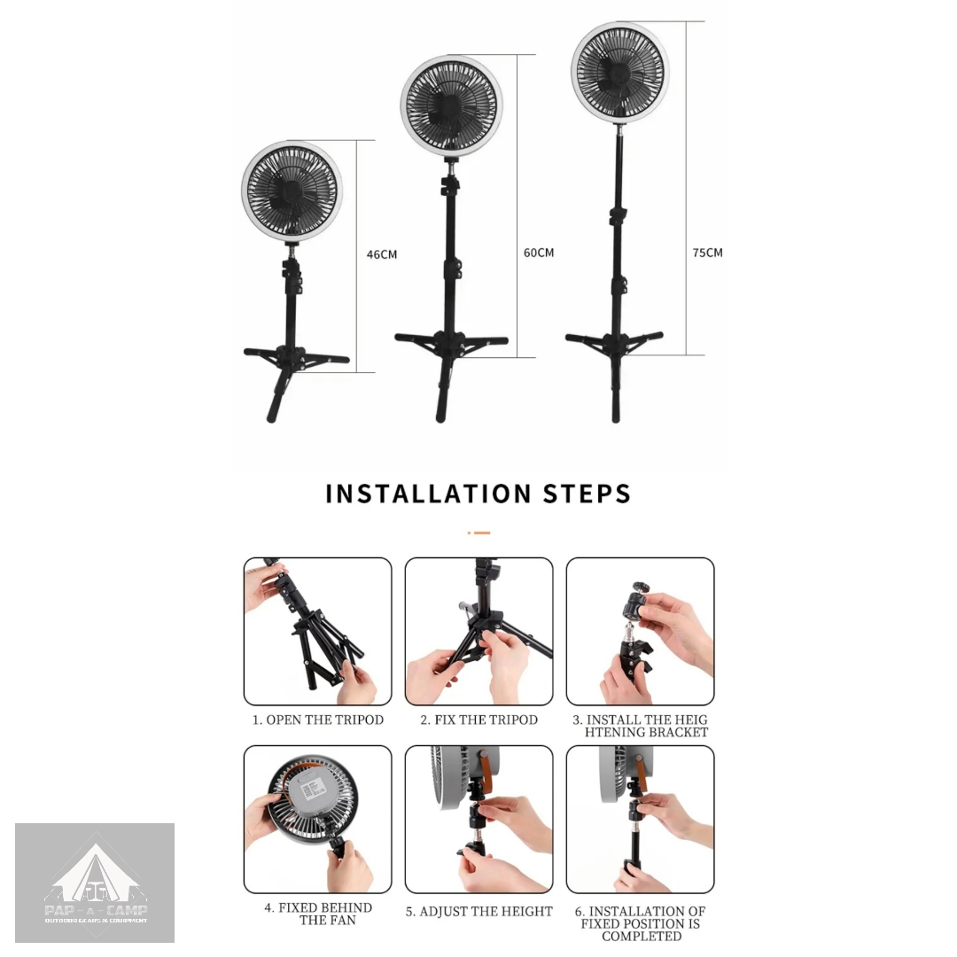 ZK01 Tripod Fan – Portable Rechargeable Fan with Adjustable Stand